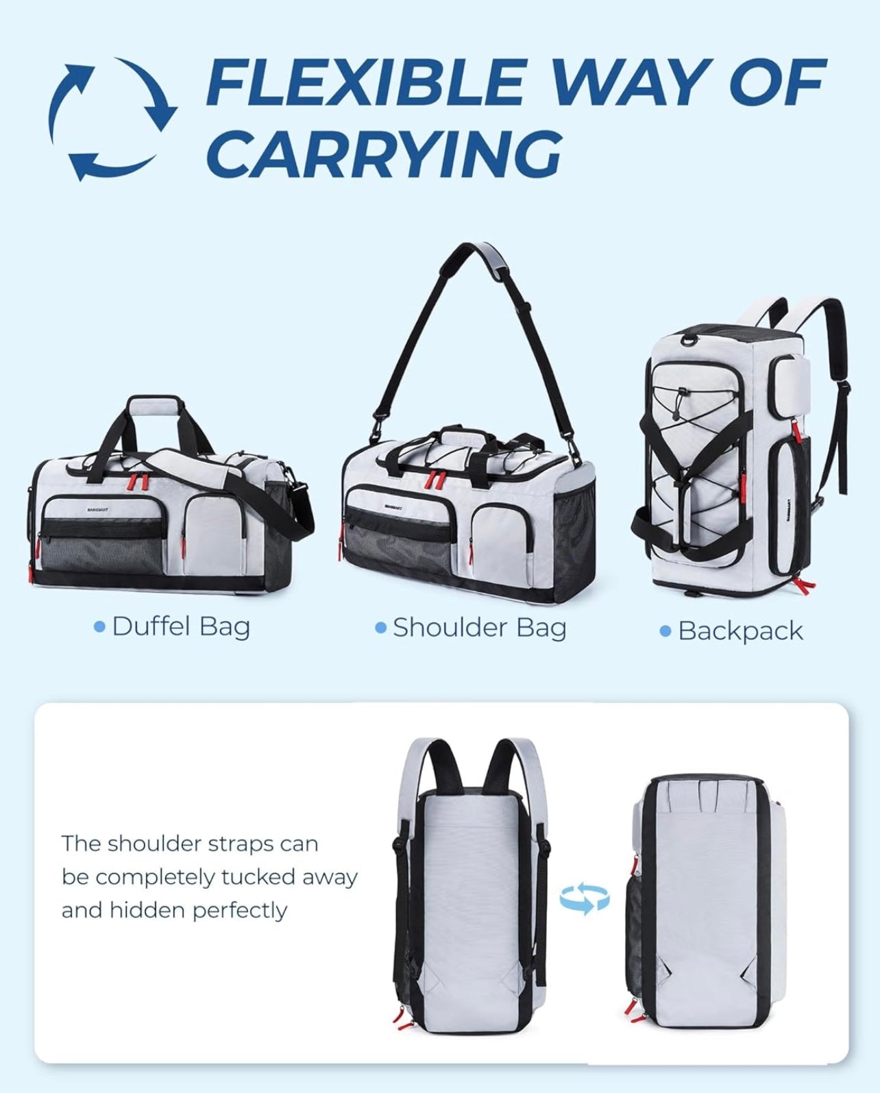 BAGSMART Sports Duffel Backpack — 35L with Shoe & Laptop Compartment