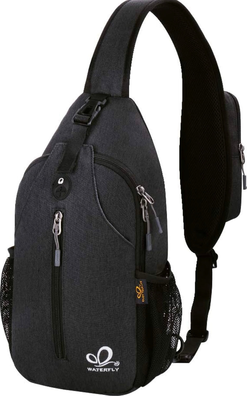 WATERFLY Crossbody Sling Backpack – Travel & Hiking Daypack (Black)