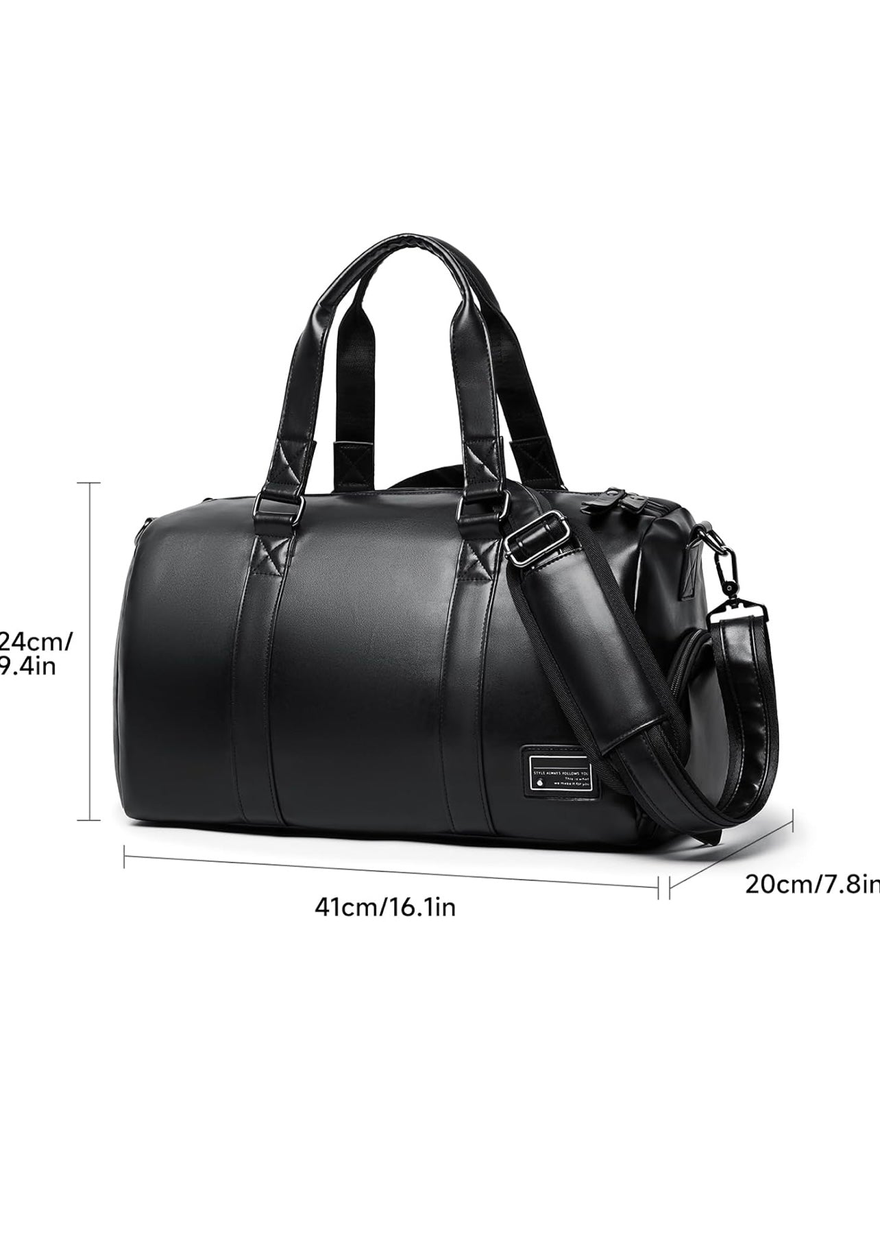 PU Leather Gym Duffel Bag — 20L Waterproof with Shoe Compartment